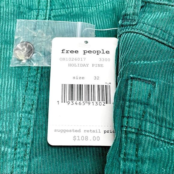 Free People Straight Leg Green Corduroy Pants 32 - Picture 9 of 14